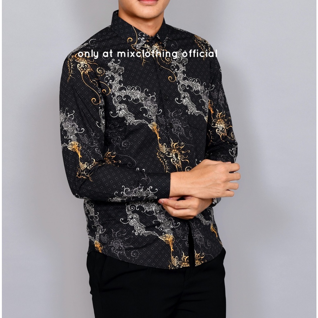 Baju Batik Pria Slimfit Kemeja Lengan Panjang Hem Slim Fit LBL