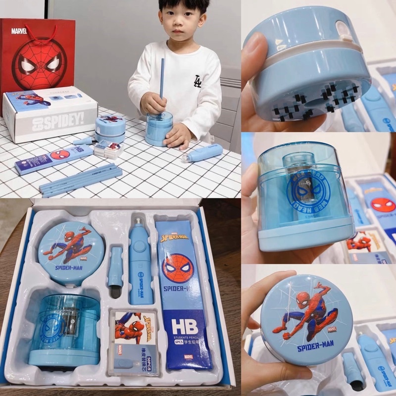 disney deluxe electric stationery set peralatan menulis elektrik lengkap penghapus serutan