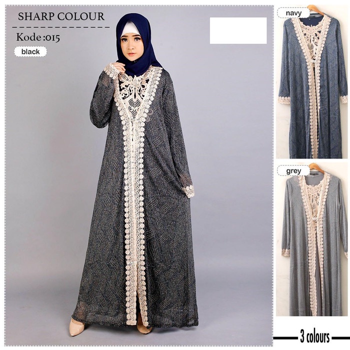 Model Baju Gamis Renda Brokat Import Cantik Terbaru Grosir -015