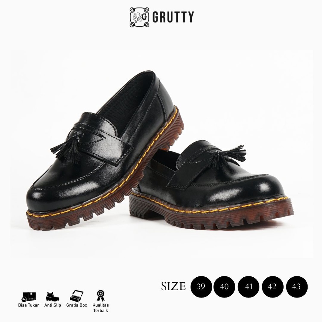 Sepatu Pria Loafers Grutty Tassel Formal Hitam