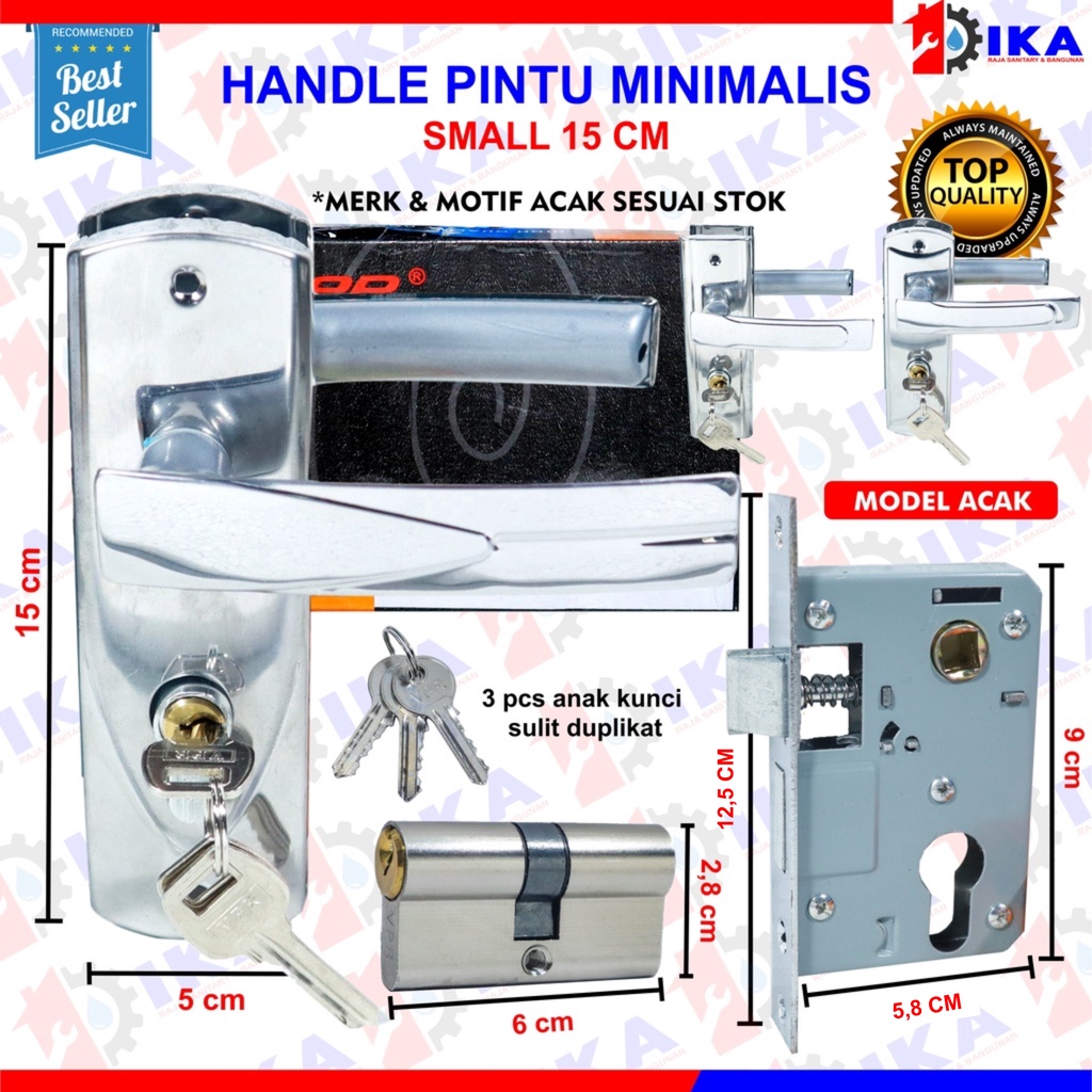 Kunci Pintu kecil Silinder Plat l Gagang Rumah l Handle Full Set I Kunci pintu kamar / Kunci pintu top grande silinder handle pintu komplit / KUNCI PINTU15CM &amp; 25CM SMALL MEDIUM /KOMPLIT SET / (KOMPLIT LGS PASANG) GAGANG PINTU 15 CM SET + KUNCI PIN