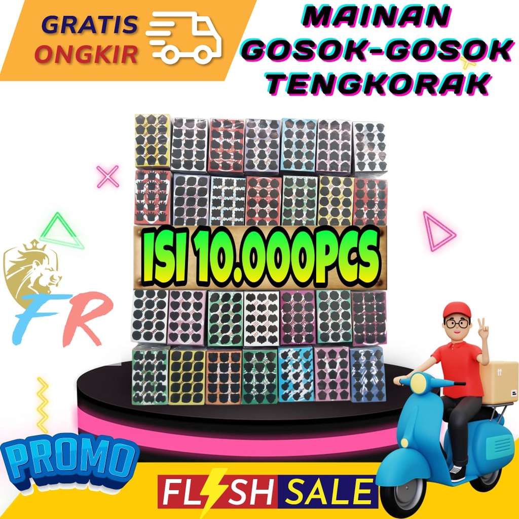 promo gosokan bom tengkorak 15/16/20 titik isi 10.000pcs/mainan murah/kertas gosokan