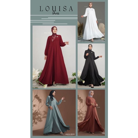 Louisa Dress Twill Stretch Gamis Polos Nadheera Luxury