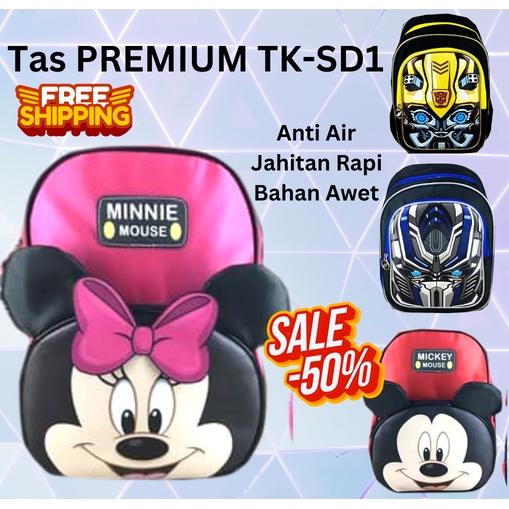 COD ~ Tas Ransel Import Mickey Minie Optimus Prime Transformer / Tas Ransel TK 3D kuping minie mouse biru hitam tk super minnie / Tas sekolah anak / Tas anak sekolah / Tas ransel / Tas Anak perempuan / Tas anak laki laki kuping miki kuping mini