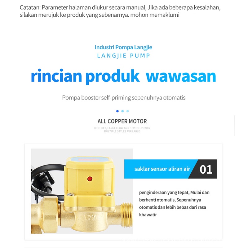 Pompa penguat tekanan air otomatis / Rumah tangga 100W /Keran pompa booster otomatis 200V