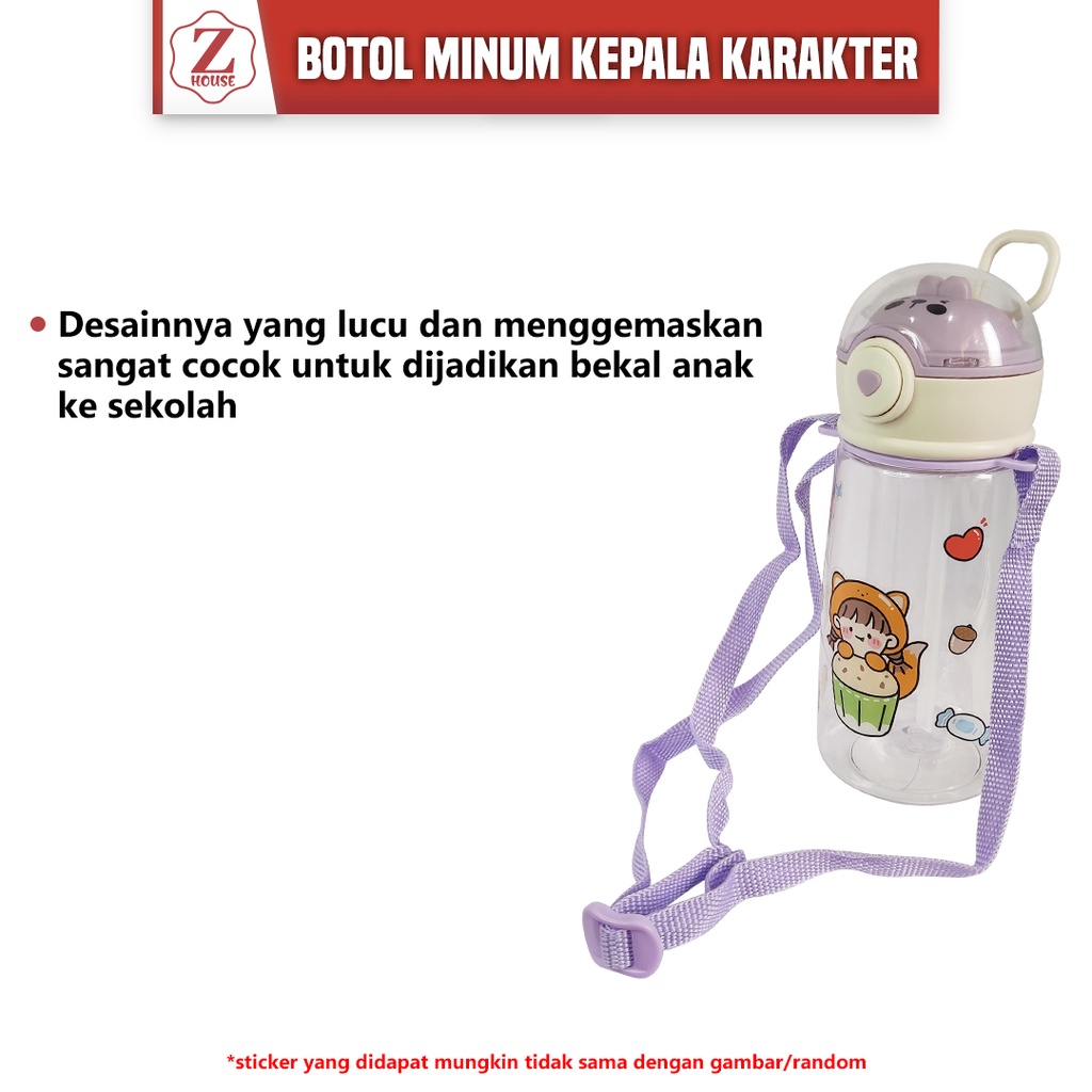 NEW Botol Air Minum Anak Sekolah Tali BPA Free Diller Sedotan Lucu Botol Minum Anak Animal Design Anti Tumpah Tempat Minum Viral Aesthetic Free Stiker 2d Dan Free Tali Tenteng Model Lucu