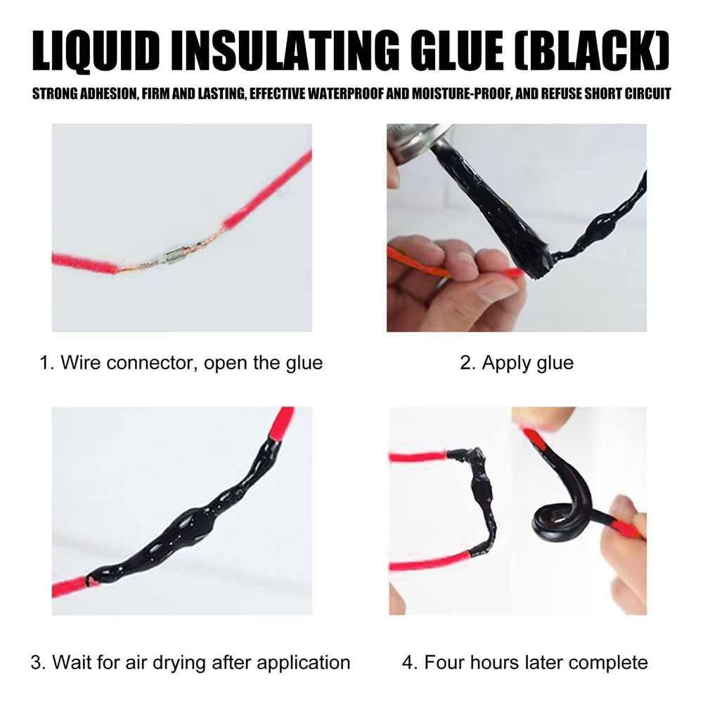 JUE-FISH Lem Kabel Listrik Liquid Insulating Rubber Coat High Temperature Sealing Glue 50ml - J208 - Black