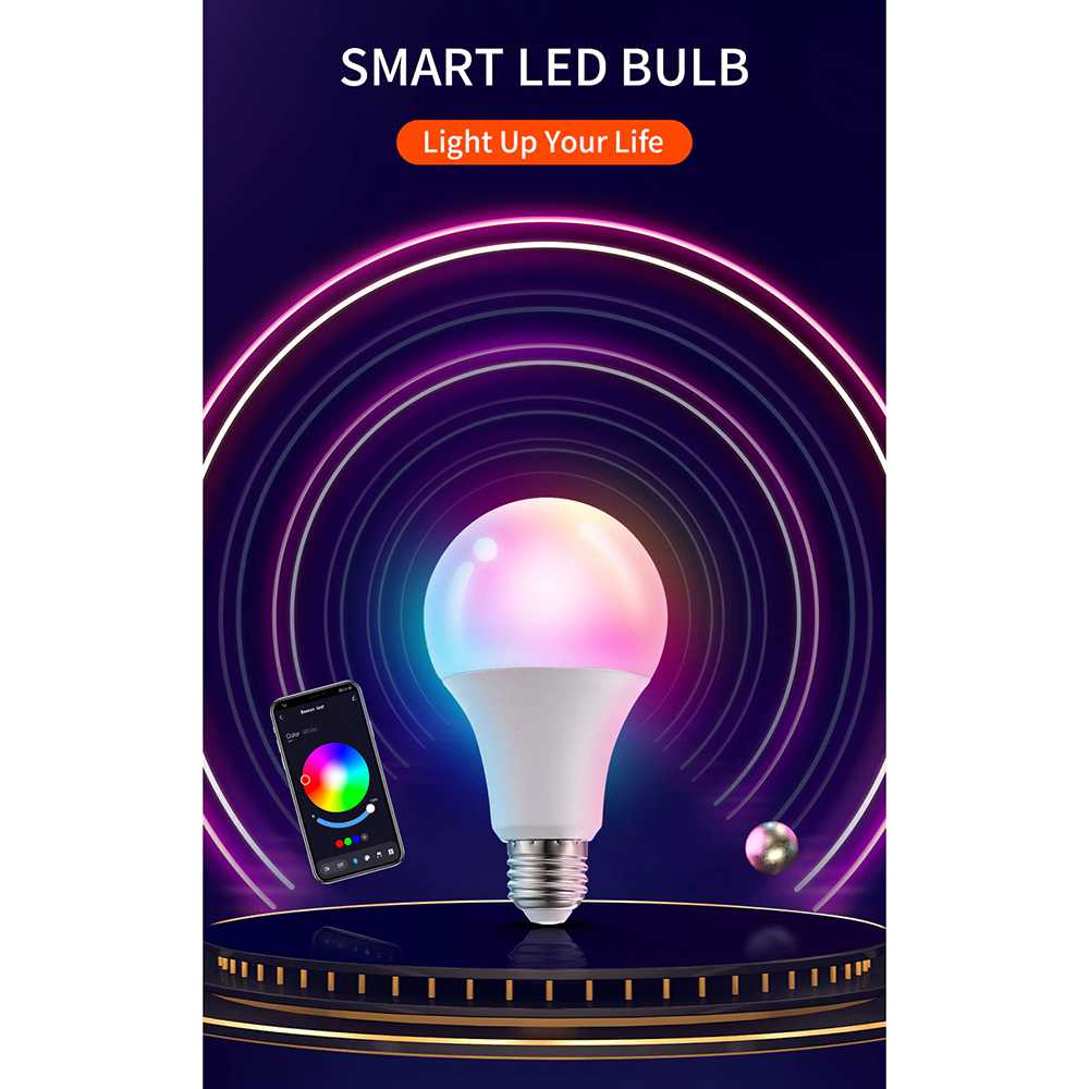 (BISA COD) FTIHSHP Tuya Lampu Bohlam RGB Smart Bulb Bluetooth Control E27 10 W - TY-10W