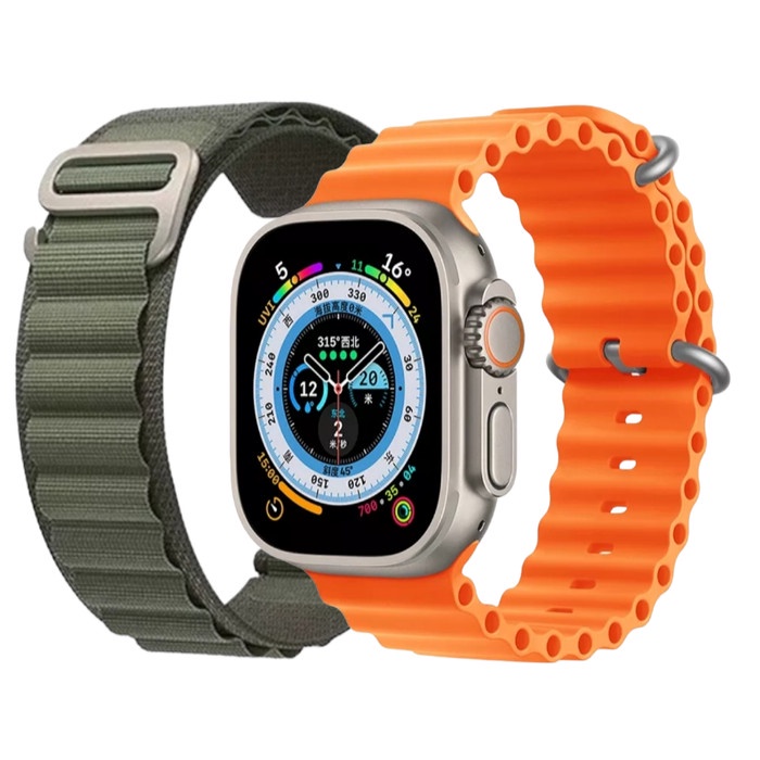 H11 Ultra (Iwo Ultra 2) Smartwatch, NFC, Bluetooth call. - Orange/Hijau