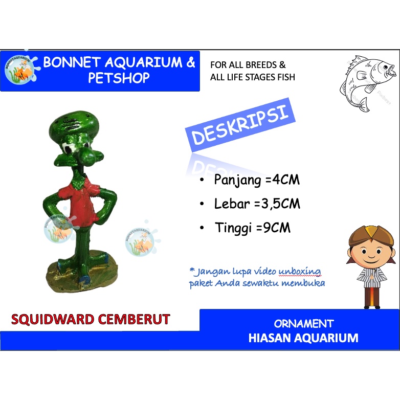 FIBER MAINAN HIAS AQUARIUM SQUIDWARD CEMBERUT FIBER HIAS AQUARIUM