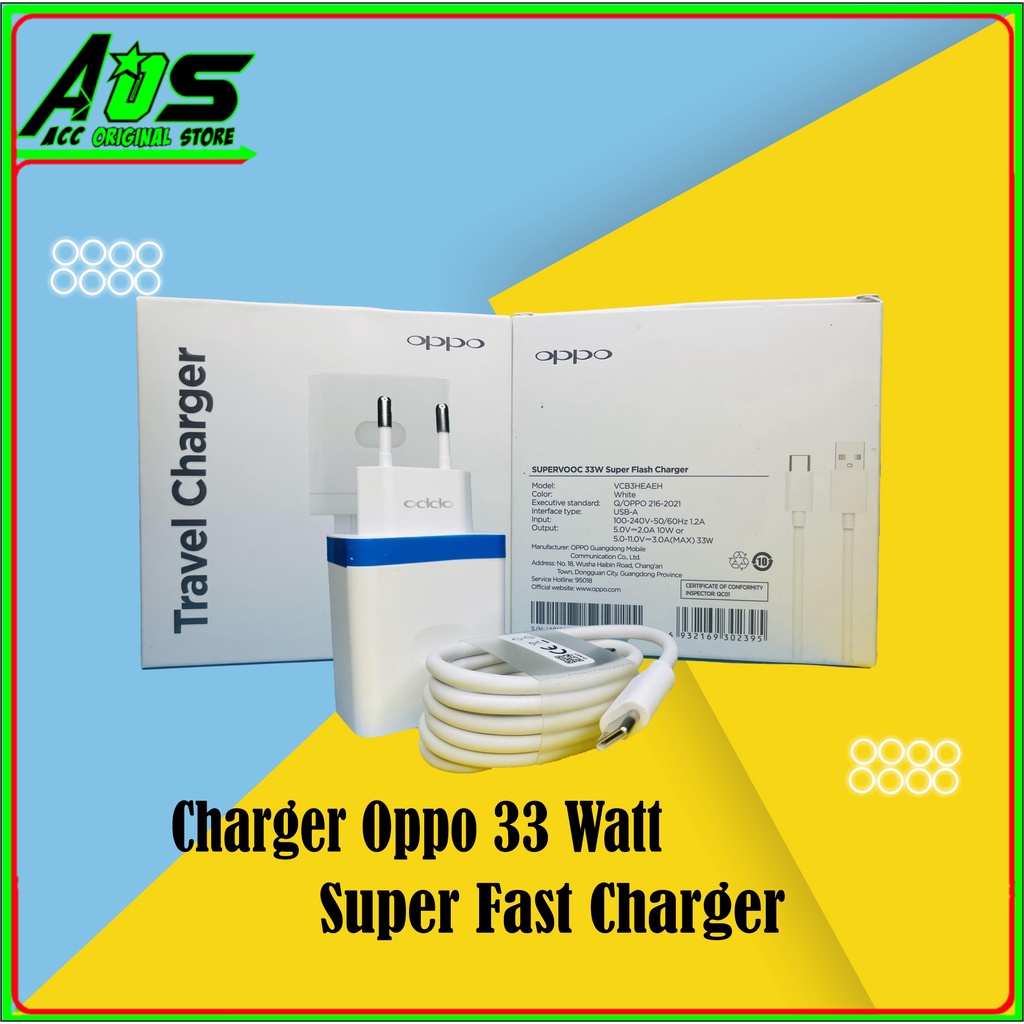 Charger Oppo 33 Watt SuperVOOC USB to C Original 100%