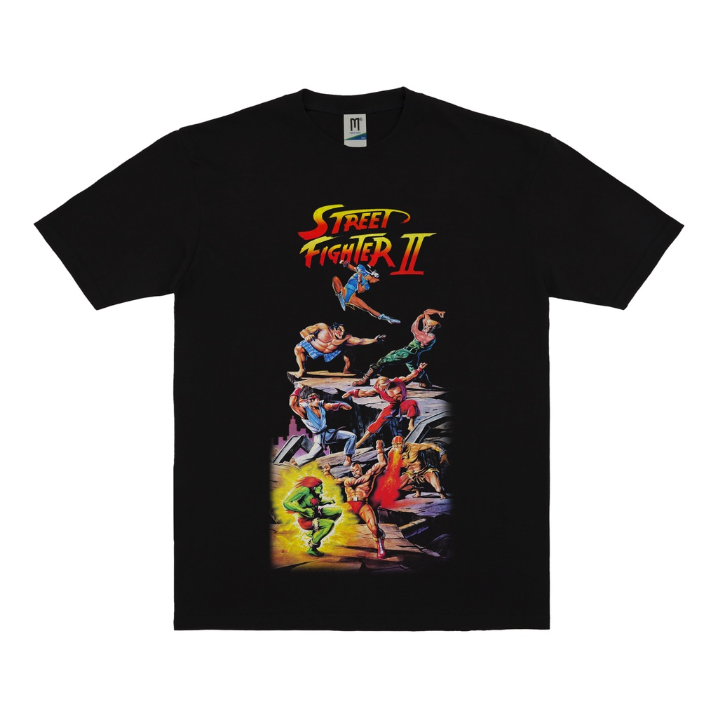 KAOS GAMES STREET FIGHTER II VINTAGE | T-SHIRT STREET FIGHTER II | STREET FIGHTER II HITAM