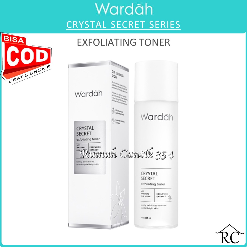 COD - Wardah Crystal Secret Exfoliating Toner with Natural AHA+PHA  100 ml --  (Toner Eksfoliasi) - RUMAH CANTIK 354 MEDAN BEAUTY KOSMETIK SKINCARE MEDAN