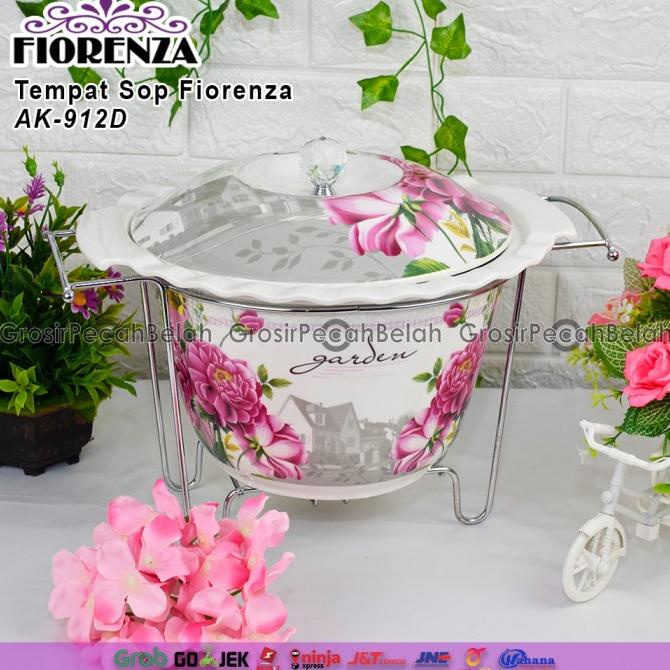 Wadah Saji Sop Casserole Basi Keramik Motif Bunga Fiorenza AK-912D