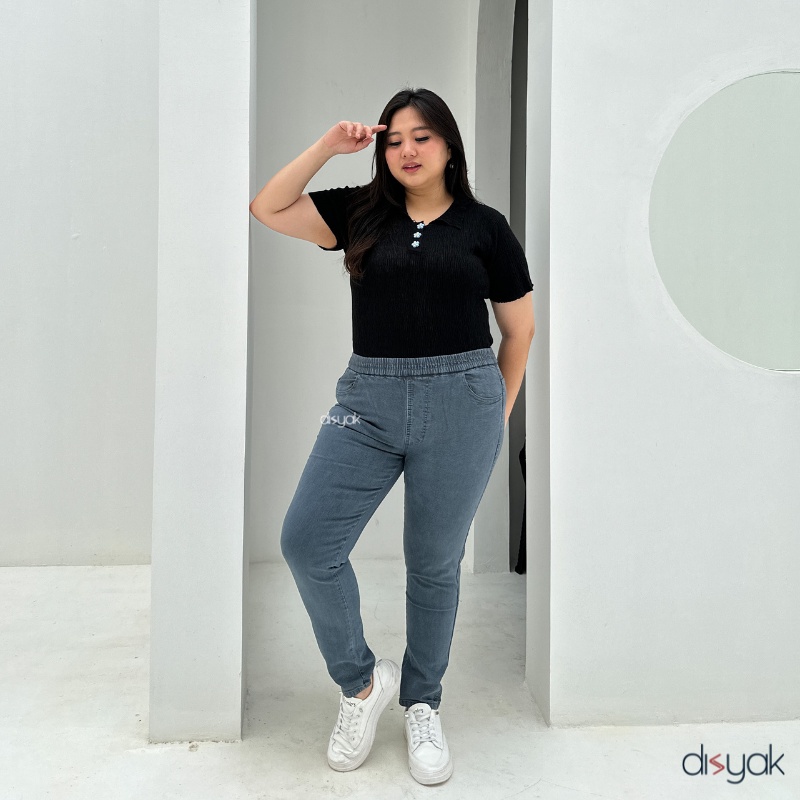 DISYAK - JEGGING Abu Abu Premium Soft Jeans Strecth 9908-3308