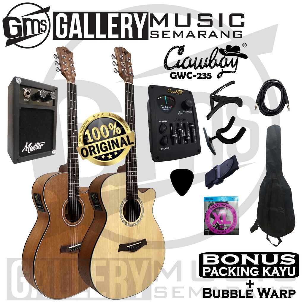 ORIGINAL!!! Gitar Akustik Elektrik Import Merk Cowboy GWC-235 NA GWC 235NS Equalizer Tuner AW-35