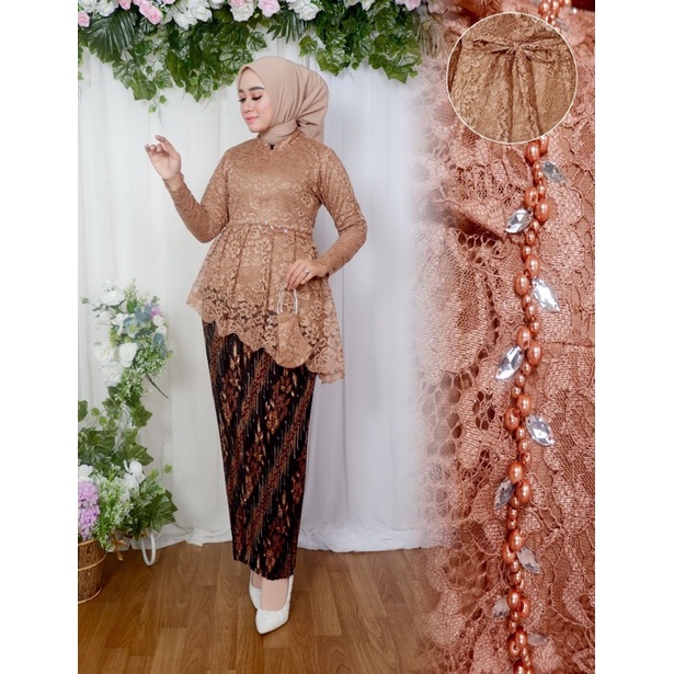 Permata Olshop / Setelan Kebaya Tunik Miring Nayla NK / Kebaya Wisuda / Kebaya Modern / Kebaya Busui / Kebaya Payet / Kebaya Remaja / Kebaya Pesta Kondangan / Kebaya Brukat