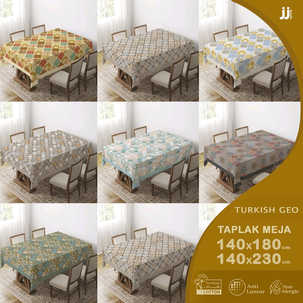 TAPLAK MEJA MAKAN MOTIF PRINT TURKISH GEO 140X180 &amp; 140X230CM