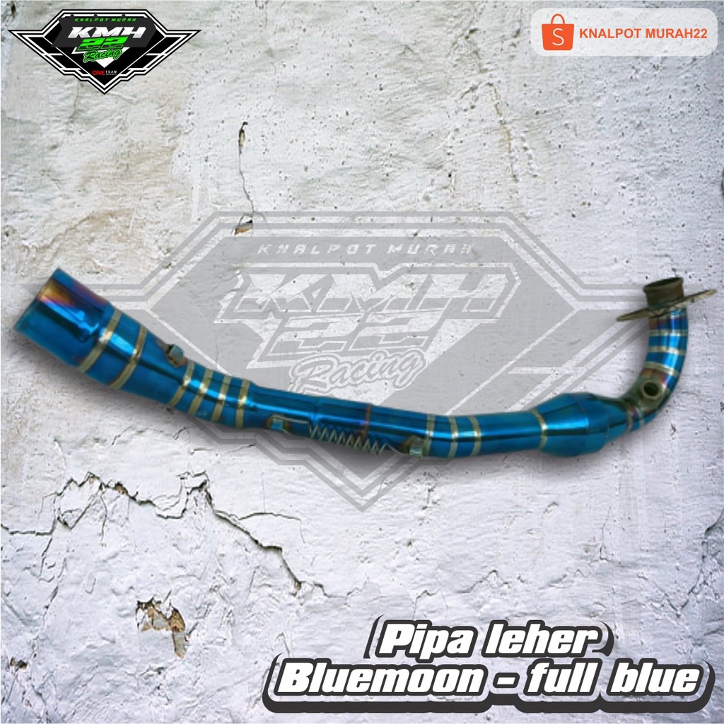 Pipa leher knalpot racing ALL NEW PCX 160 Bluemoon biru stainless - full blue