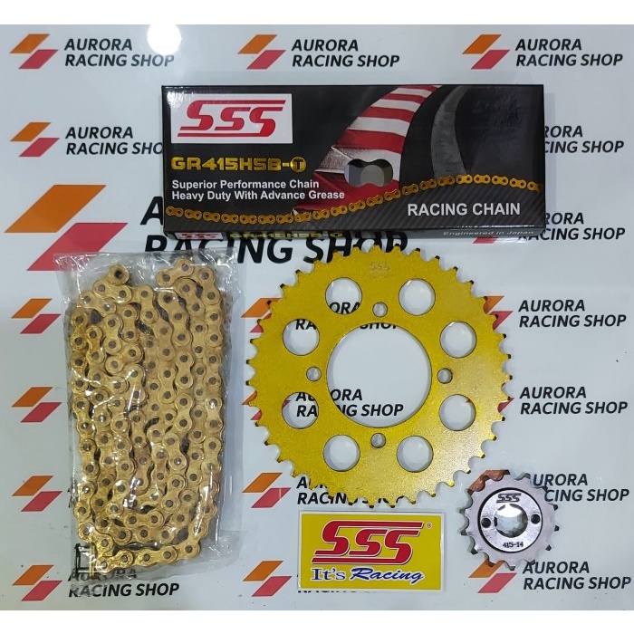 Gear Set Sss Gold Jupiter / Rx King / F1Zr & Rantai Sss 415 Hsbt Gold #Original
