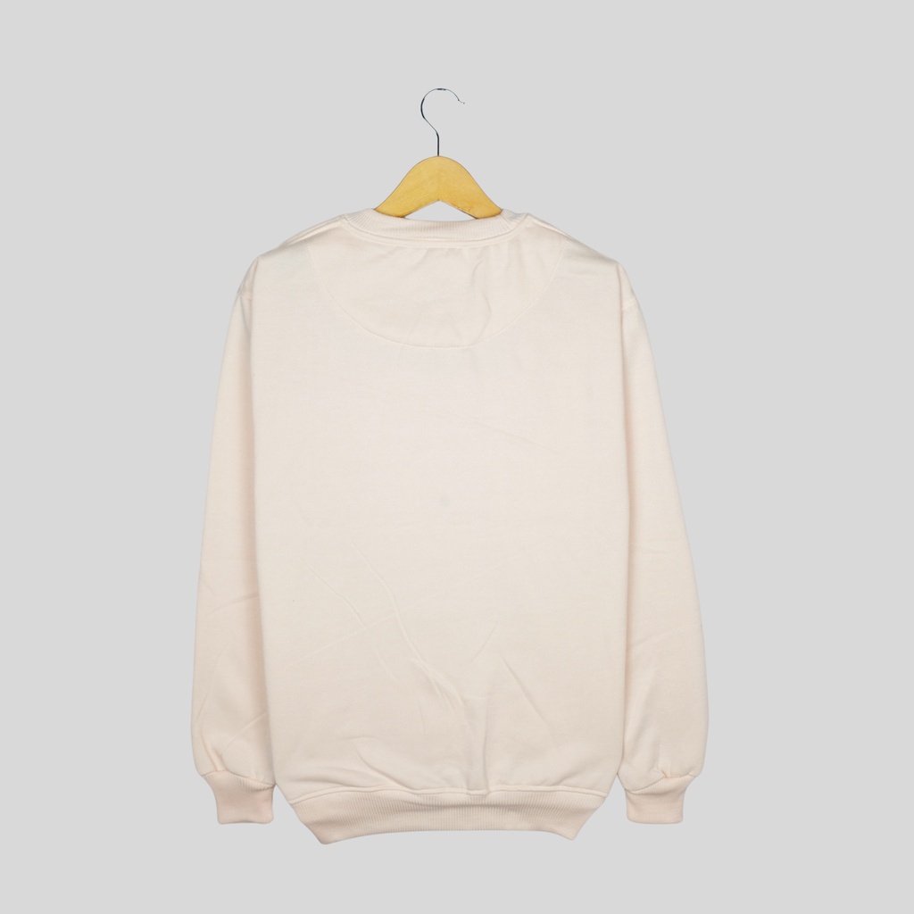 Crewneck Sweater Pria Polos Warna Cream Basic Sweter Cowok WNTRN Oversize Cewek Cowo Unisex Couple Pasangan