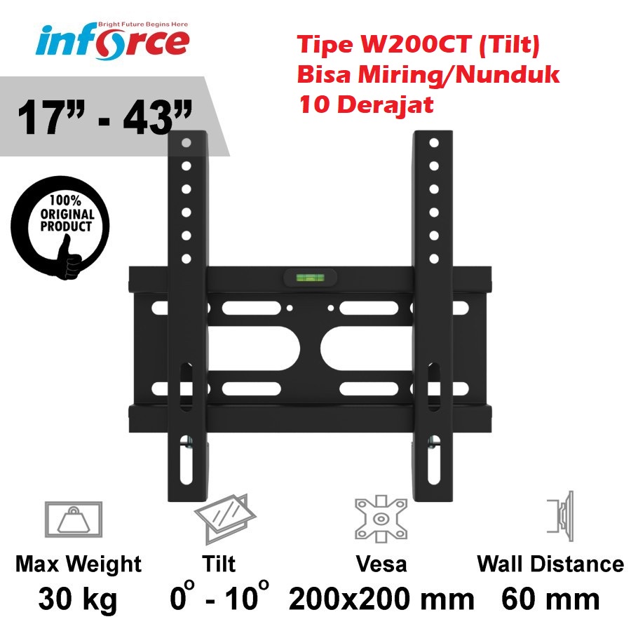 BRAKET TV 17-42&quot; - BRAKET MONITOR 17-42&quot; - BRAKET INFORCE W200CT UNIVERSAL - BRAKET MONITOR - BRAKET TELEVISI SEGALA MERK TIPE UNIVERSAL