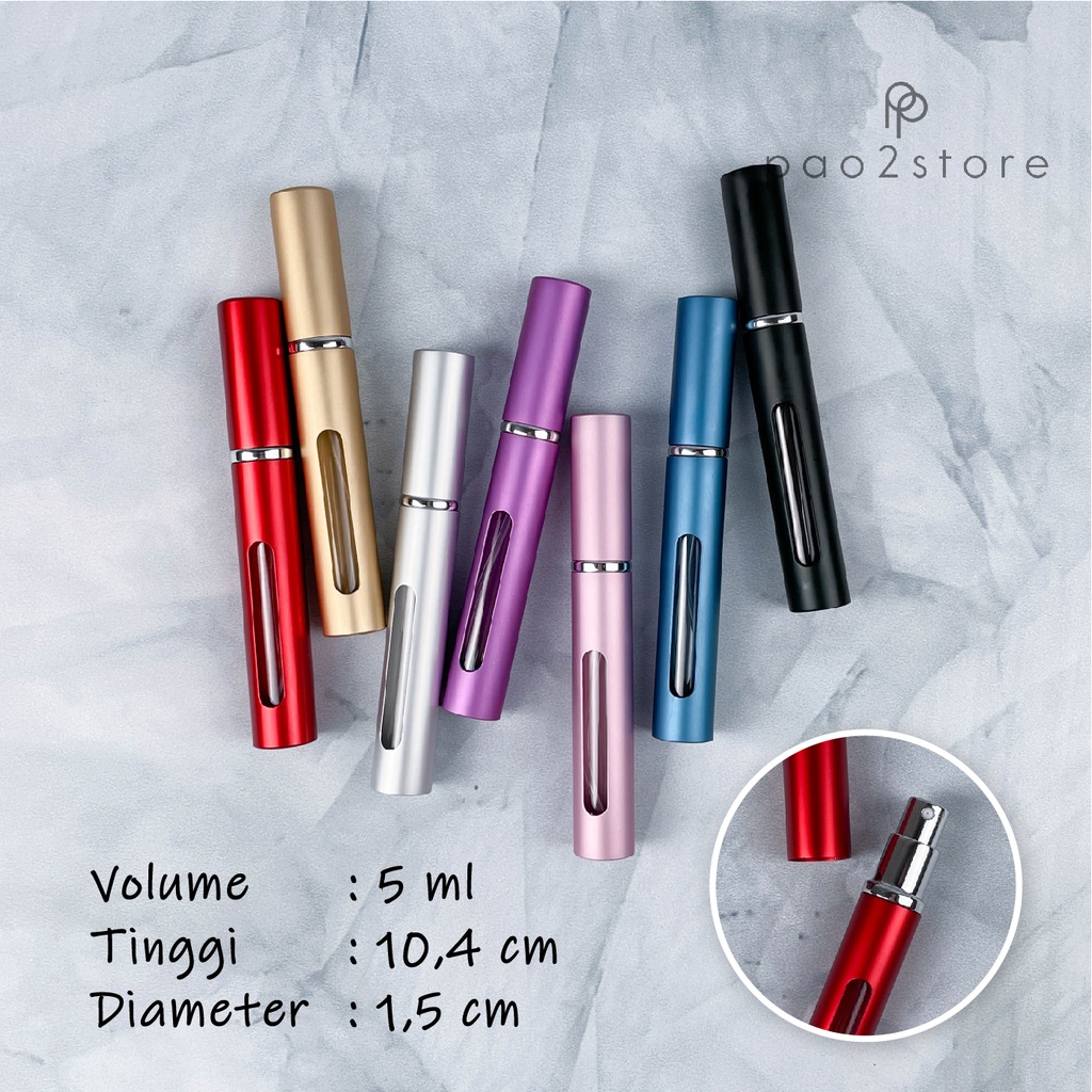 Botol Parfum Mini 5ml Travel Size Spray - Refillable Isi Ulang Botol Kaca Casing Metal