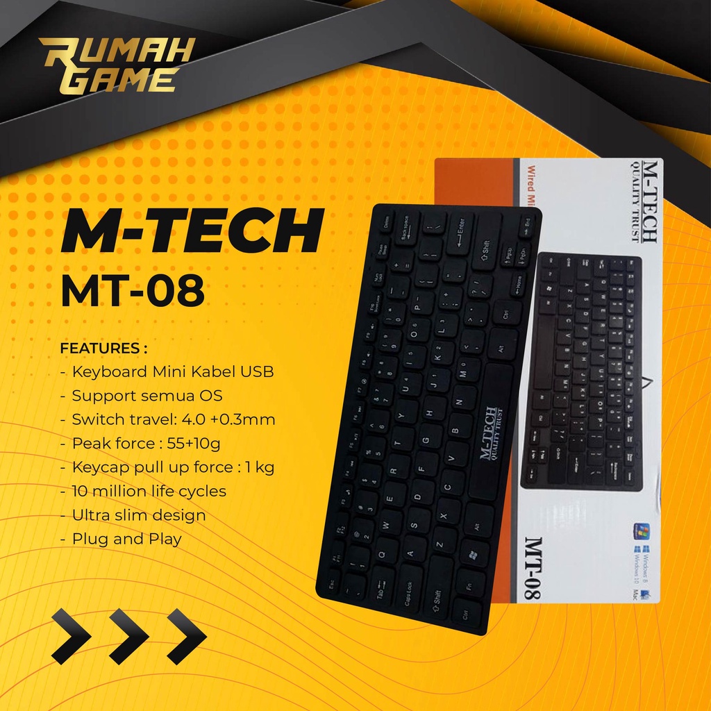 KEYBOARD MINI MTECH MT-08 - KEYBOARD USB EXTERNAL UNTUK LAPTOP/KOMPUTER PLUG AND PLAY
