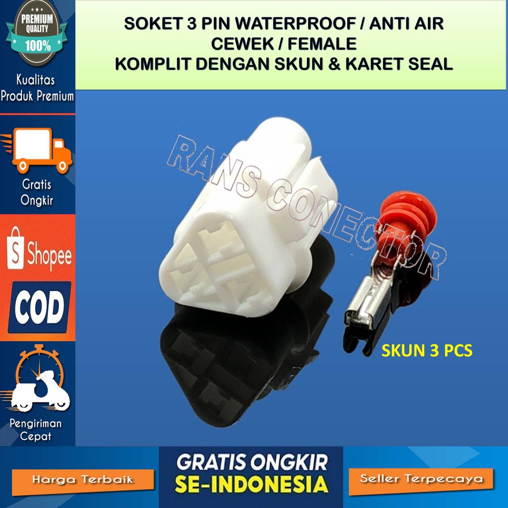SOKET DLC YAMAHA 3 PIN FEMALE SOKET DLC RESET SOKET DLC SHORT  DLC ECM BAHAN PBT TAHAN PANAS