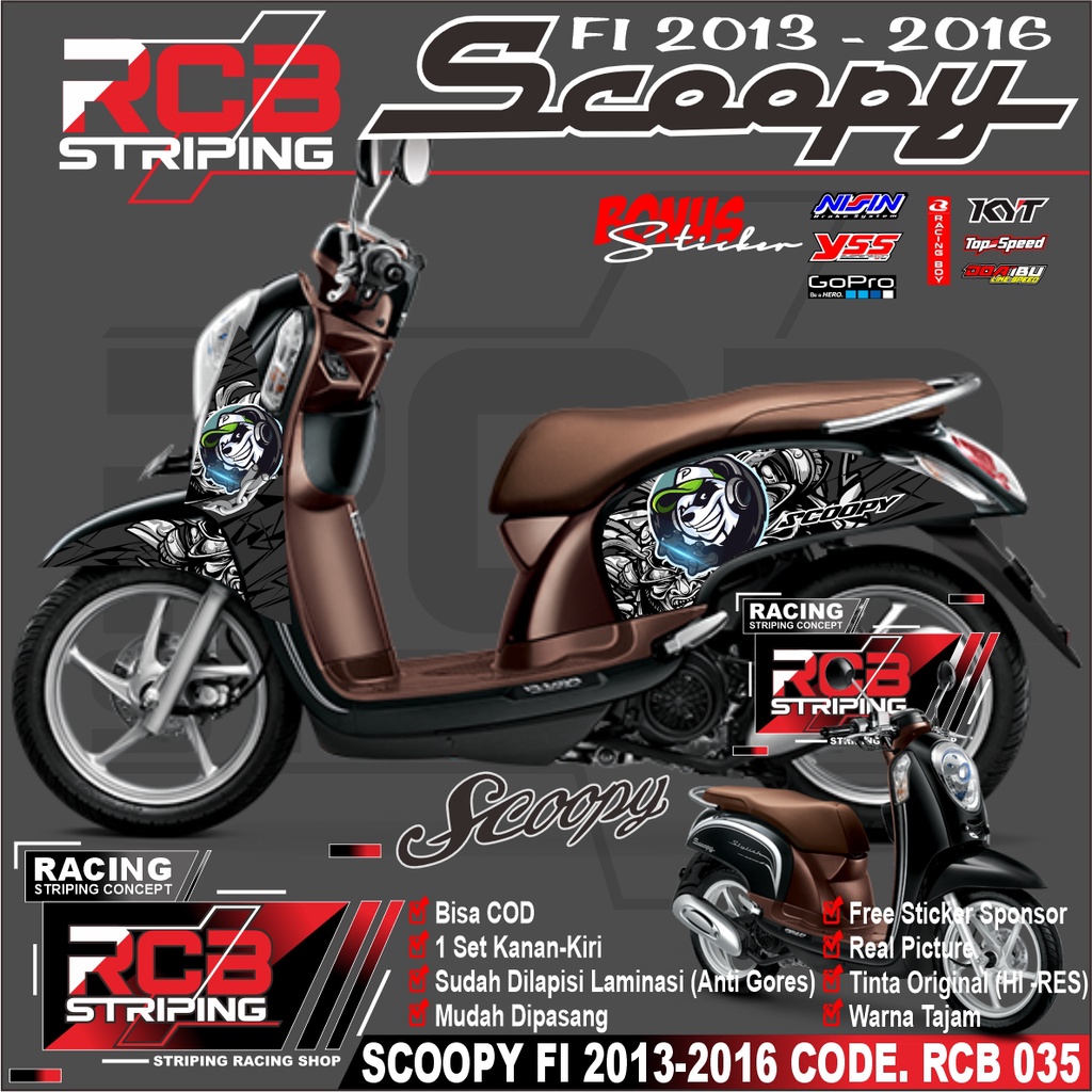 (COD) STRIPING - STIKER MOTOR SCOOPY FI 2013 - 2016 SCOOPY FI SCOOPY FI 2013 2014 2015 2016. RCB 035
