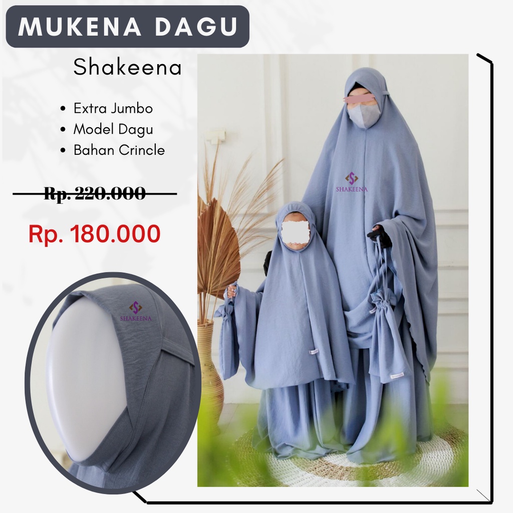 Mukena malaysia menutup dagu super jumbo premium bahan adem crincle