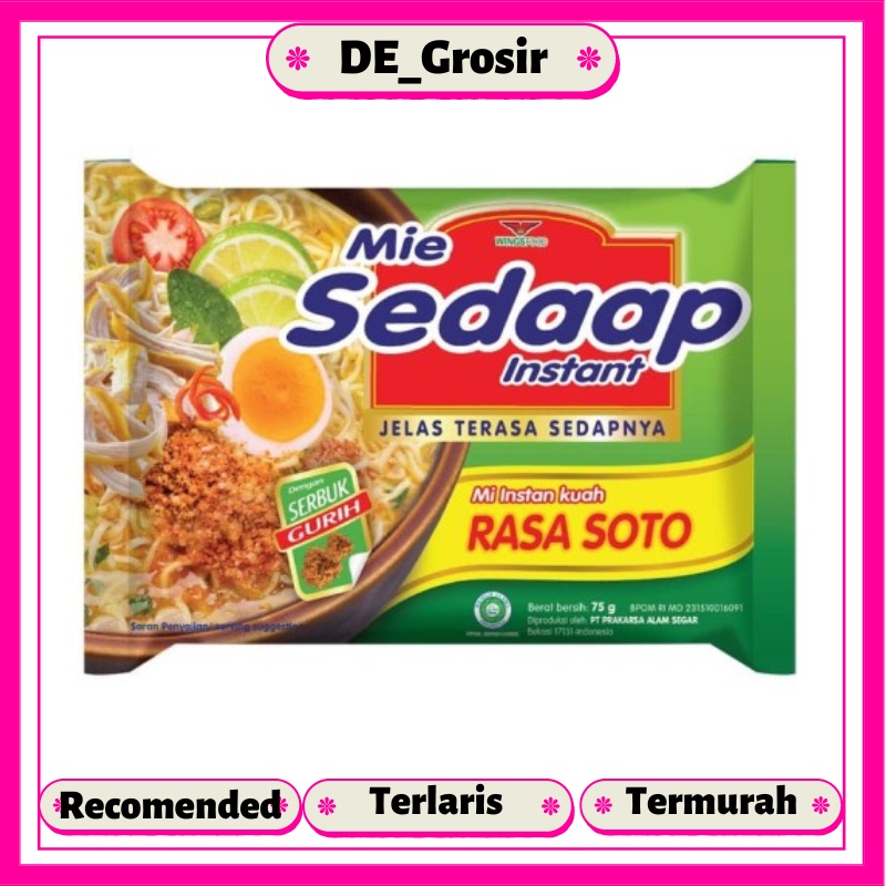 

Sedaap Mie Instan Kuah Rasa Soto 75gr Satuan