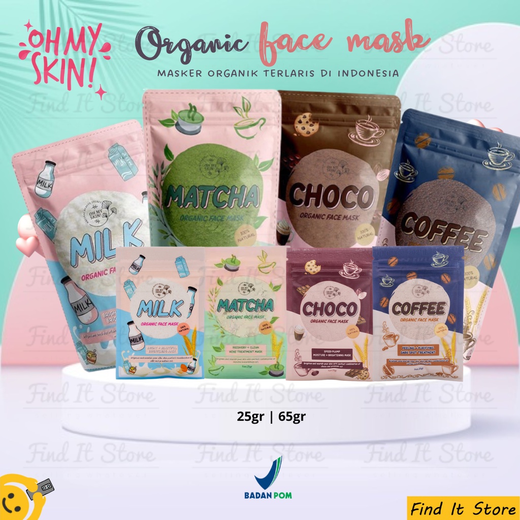 Oh My Skin! Masker Organik 65gr &amp; 25gr | Organic Face Mask | Masker Bubuk Original 100% BPOM