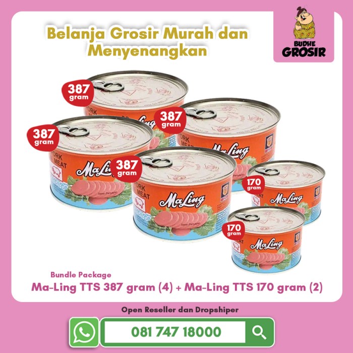 

MALING TTS PORK 397 GRAM (4 PCS) + MALING TTS PORK 170 GRAM (2 PCS)