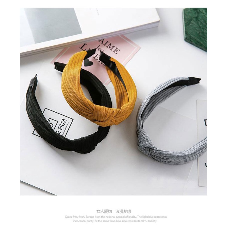 Bando korea style warna solid  Ikat Kepala Busur  korea fashion import headband kain wanita sederhana liar Hair Accessories