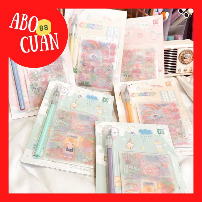 

[COD] Paket Stiker Dan Pisau Pemotong Sticker YD-XKKD01 DIY Scrapbook Lucu Murah