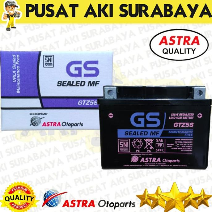 Resmi Accu Kering Gs Astra Gtz5S Motor Yamaha Mio 125 Soul Gt 3.5 Ah Debezzz