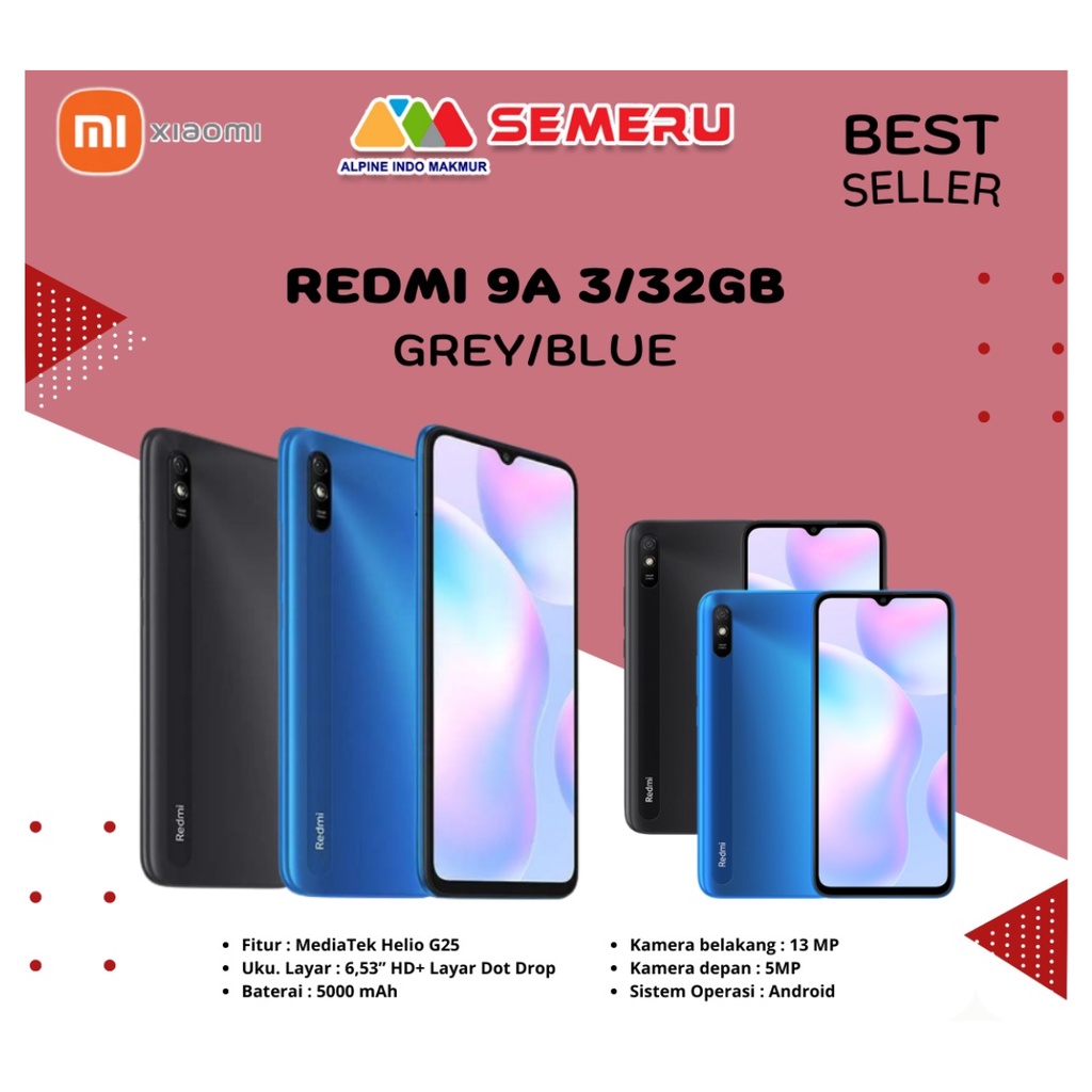 REDMI 9A RAM 3/32 BLUE/GREY GARANSI RESMI REDMI