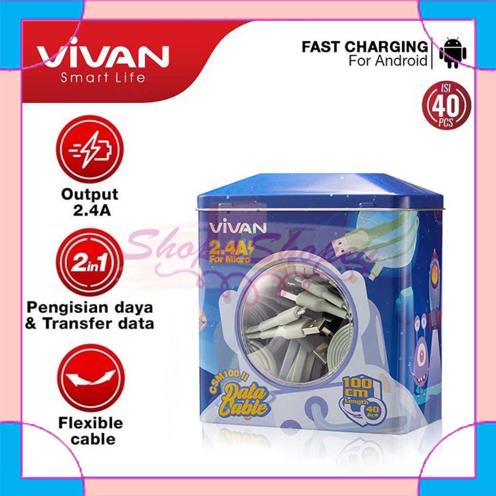 Kabel Data MICRO USB VIVAN CSM100S Fast Charging 2.4A for Android - Garansi Resmi 1 Tahun