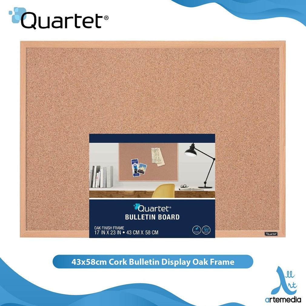

Papan Tulis Tempel Quartet 43x58cm Cork Bulletin Display Oak Frame