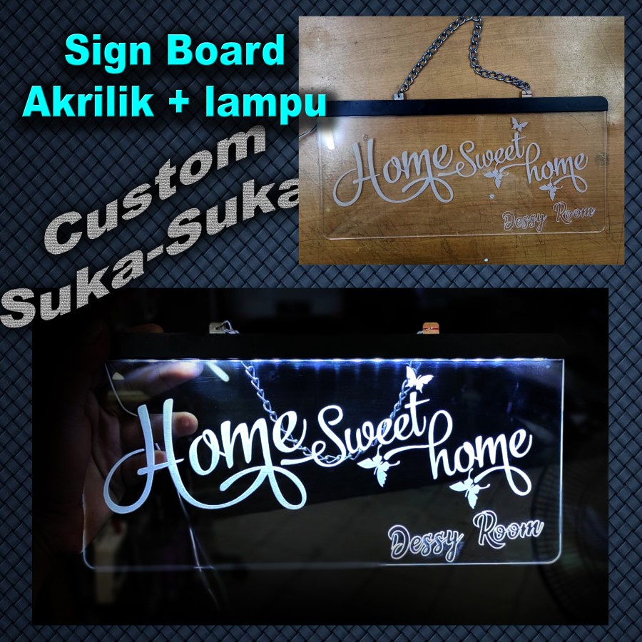 Custom sign lampu Akrilik nama toko aesthetic-Akrilik custom