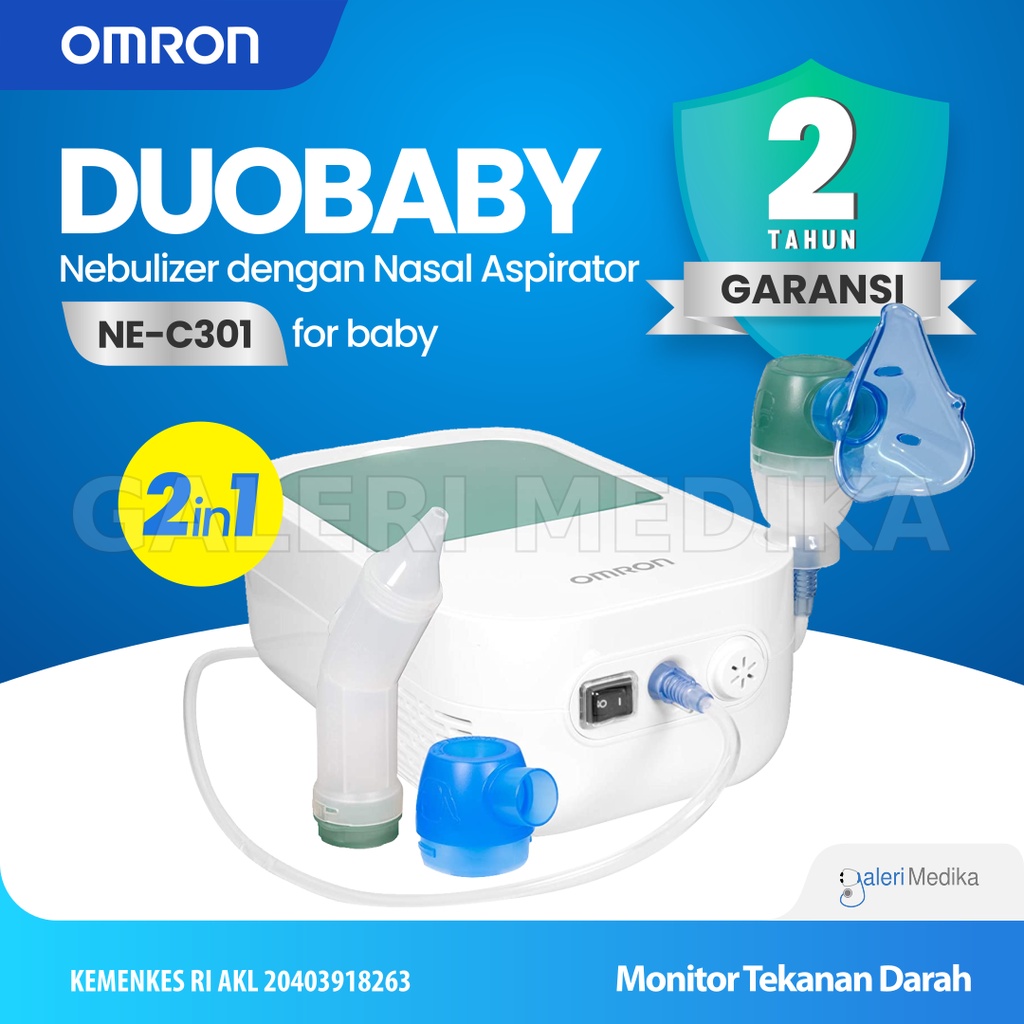 Omron DuoBaby NE-C301 / NEC301 / NE C 301 Compressor Nebulizer dengan Nasal Aspirator - Alat Uap Nebuliser