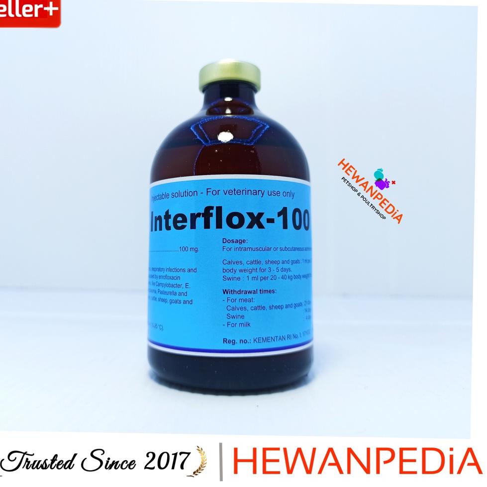PALING DICARI INTERFLOX 100 ml Injeksi - Enrofloxacin Hewan Antibiotik Pernafasan Pencernaan