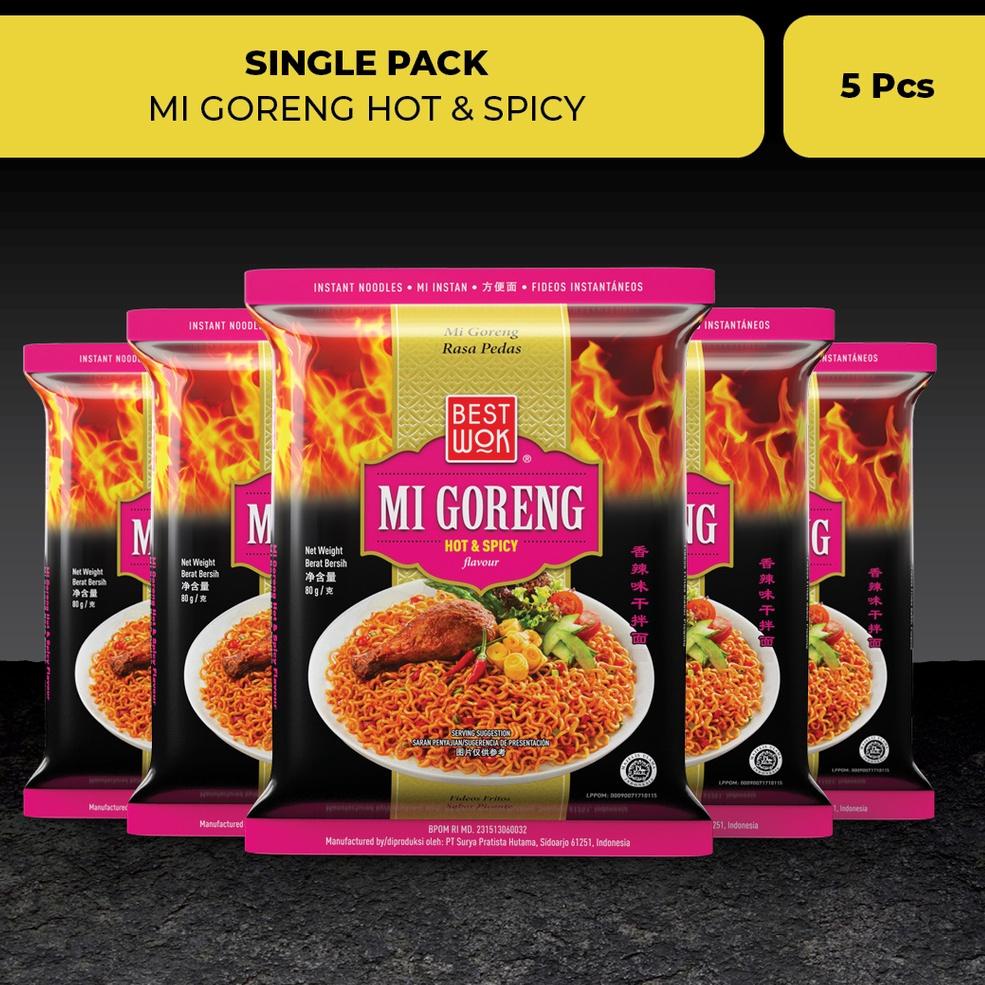 

⚡GROSIR⚡ Best Wok Mi Goreng Hot & Spicy Single Pack (5 pcs)