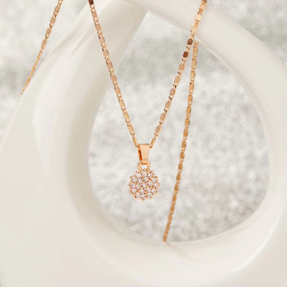 Kalung Titanium Liontin Korea Aesthetic Lapis Emas Untuk Wanita Aksesoris Fashion Import