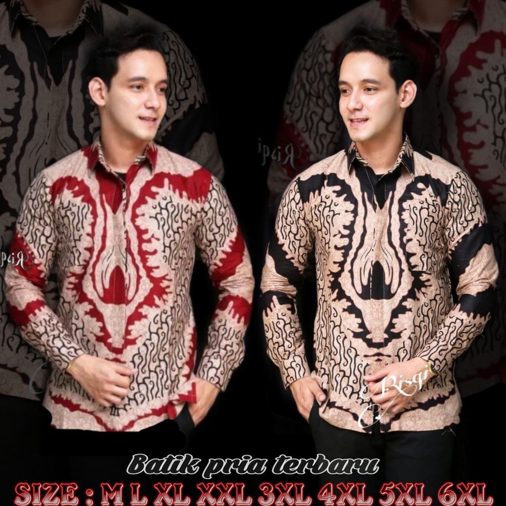 KEMEJA BATIK PRIA LENGAN PANJANG BIG SIZE JUMBO M.L.XL.XXL.3XL.4XL.5XL.6XL.