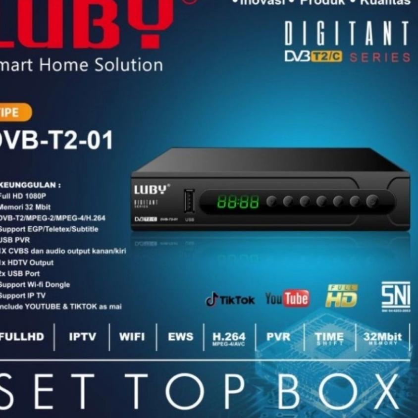♠ LUBY STB DVB T2 01 Set Top Box Receiver TV Digital Full HD SNI Original ☊