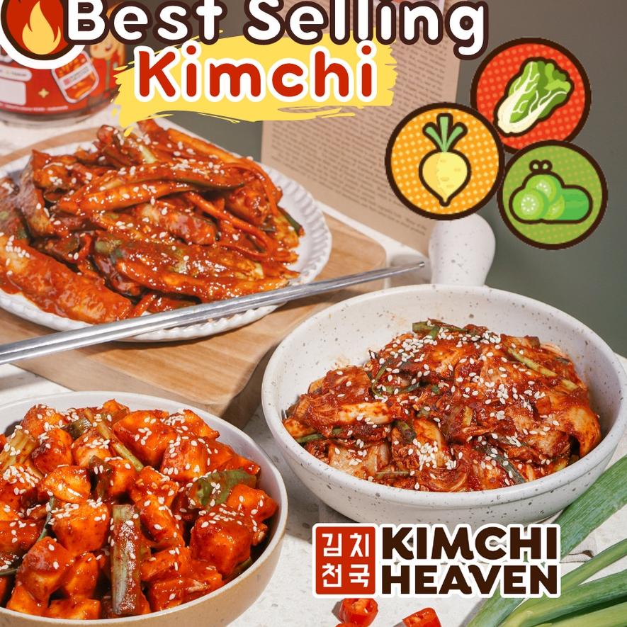 

❅ 1kg Fresh Korean Kimchi in Jar Halal (Sawi / Lobak /Timun / Mix) ➷