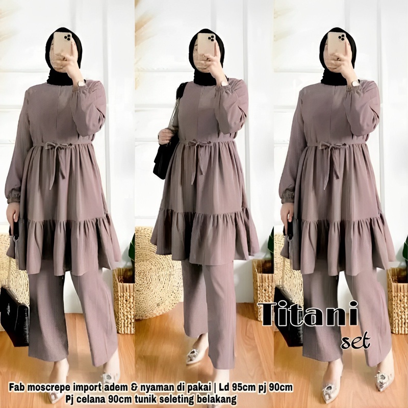 Ramdan Collection - Titani One Set Tunik Wanita Kekinian Jumbo Ld 115 XXXL 3XL Korean Style Hijab Fashion Muslim Kekinian Baju Setelan Wanita Terbaru 2023 Import