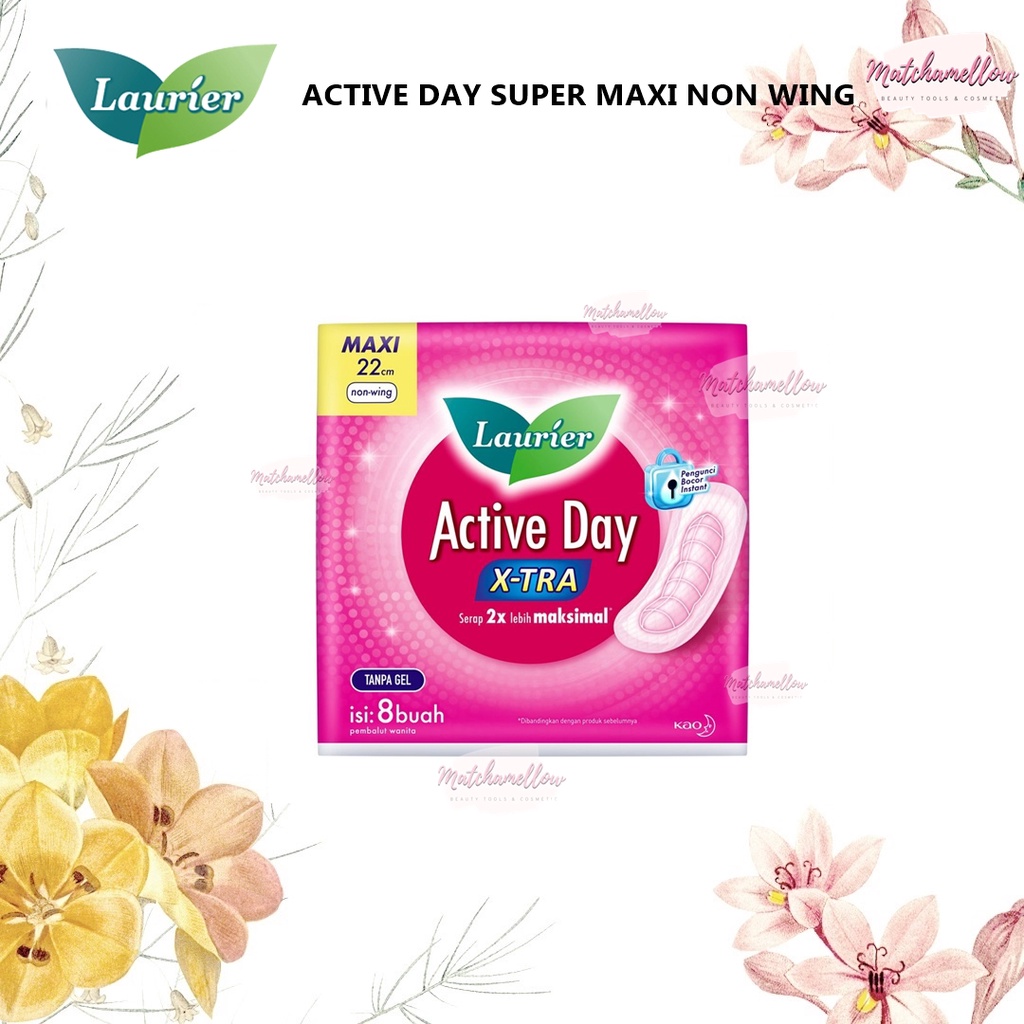 ❄️MATCHA❄️LAURIER ACTIVE DAY SUPER MAXI NON | WING PEMBALUT ANTI BOCOR X-TRA LEMBUT